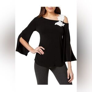 Alfani Black Asymmetrical Off The Shoulder Blouse NWOT